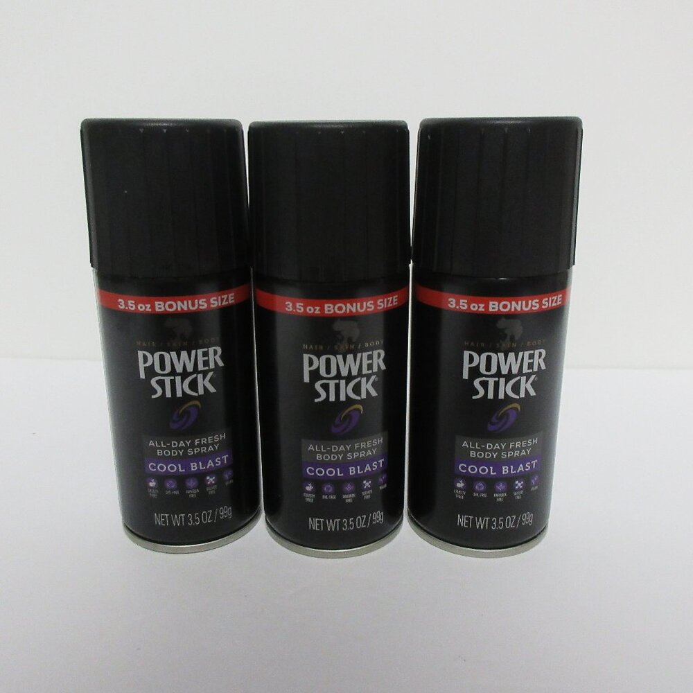 Men’s Power Stick- Cool Blast -Deodorant Body Spray 3.5 oz New Lot of 3